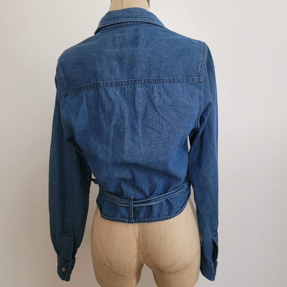 Harley Davidson Womens Denim Wrap Tie Belt Top 100% Cotton S Motorcycle Street - Picture 5 of 13